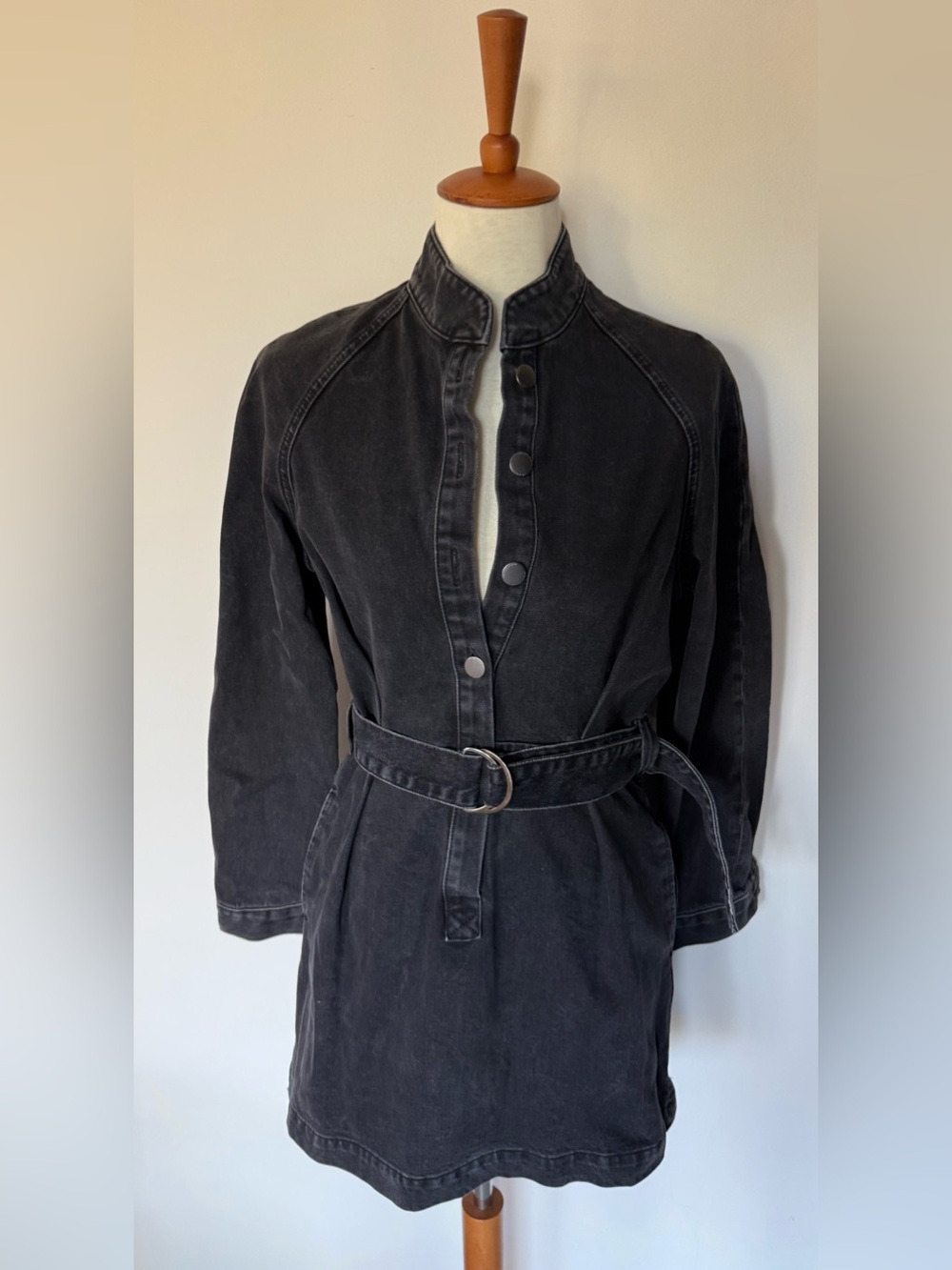 Zara Black Denim Belted Mini Dress